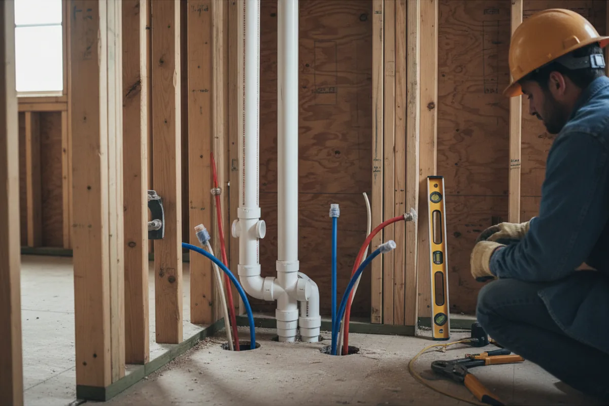 Drain and supply rough-in during Drain Cleaning in Little Rock
